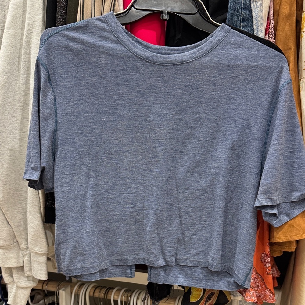 Lululemon Open Back Blue Cropped T-Shirt